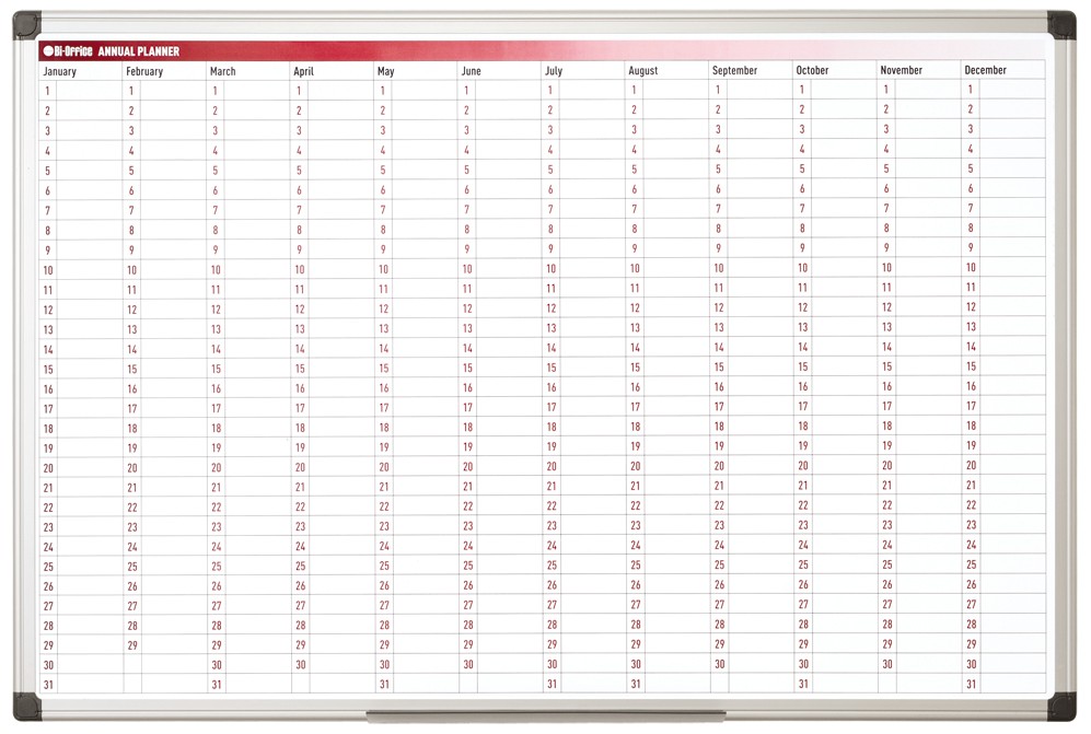 Bi-Office 365-Day Annual Magnetic Whiteboard Planner 900x600mm Aluminium Frame - Image 4