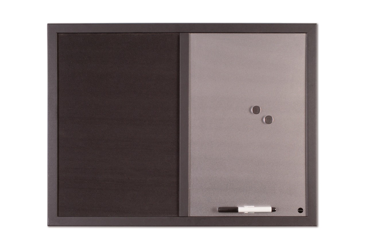 Bi-Office Black Shadow Fabric Silver Finish Board Black Frame 60x45cm - Image 4