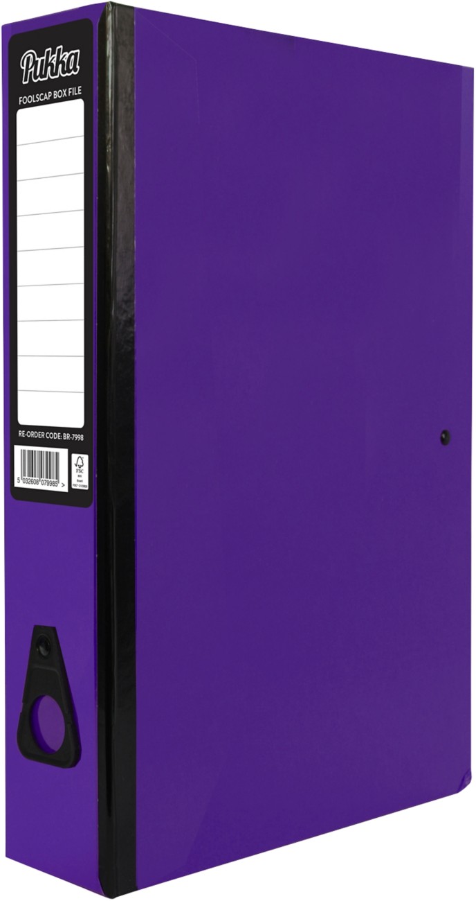 Pukka Brights Box Files Foolscap 75 Mm Purple Pack Of 10