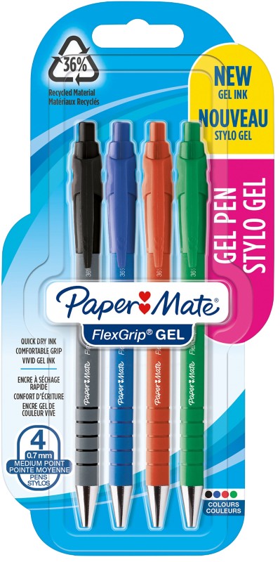 Papermate FlexGrip Ultra Tintenroller Mittel Farbig sortiert 4 Stück