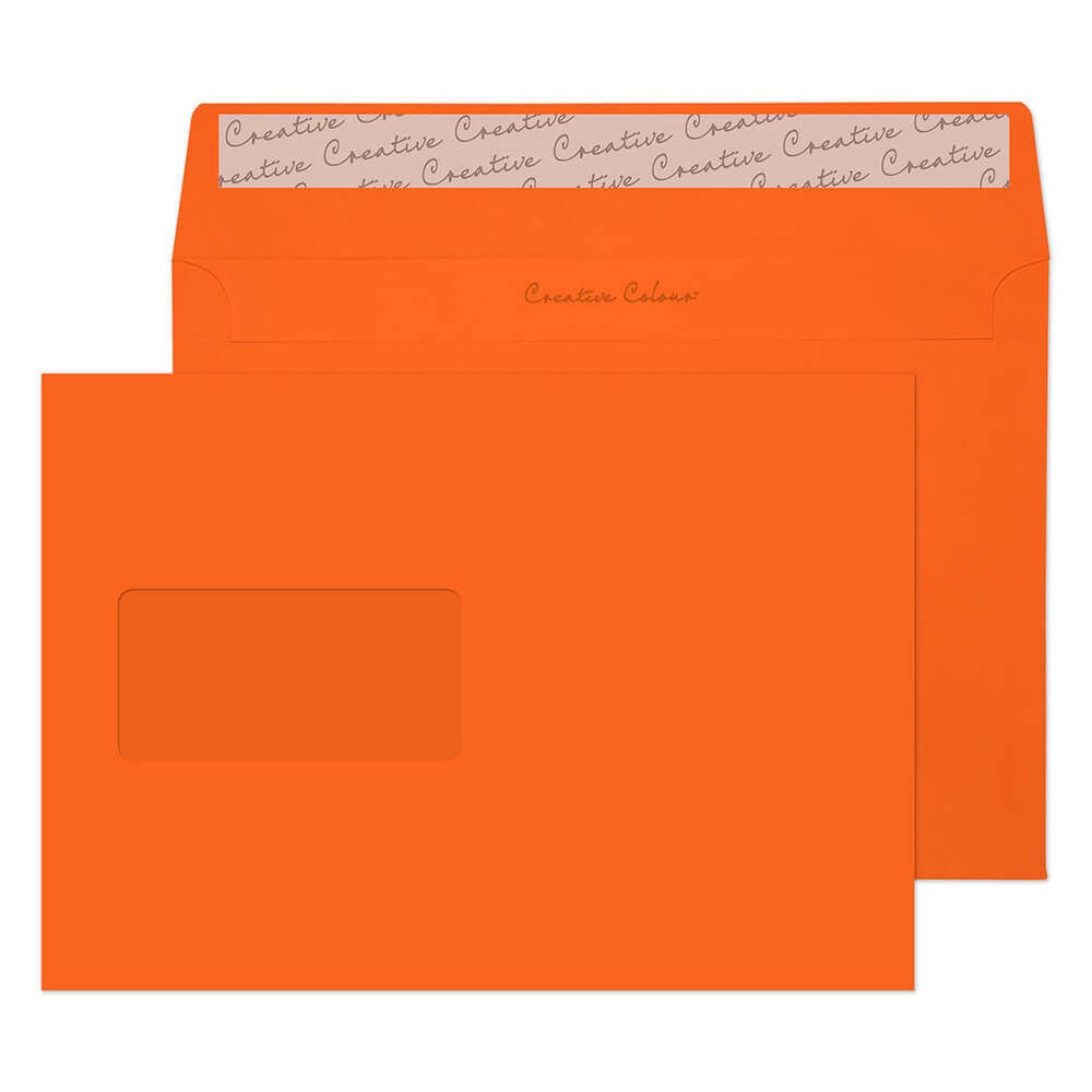 Blake Creative Colour - Coloured Orange C5 Window Envelopes (162 x 229 mm) - Pack of 500 - FSC Certified - 120GSM - Peel and Seal Orange Envelope - Invitation Envelopes/Card Making Supplies (305W) - Image 3