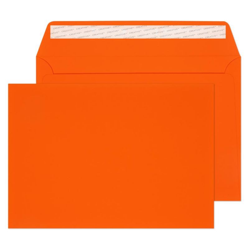 Creative Senses Coloured Envelope C5 229 (W) X 162 (H) Mm Adhesive Strip Orange 140 Gsm Pack Of 20