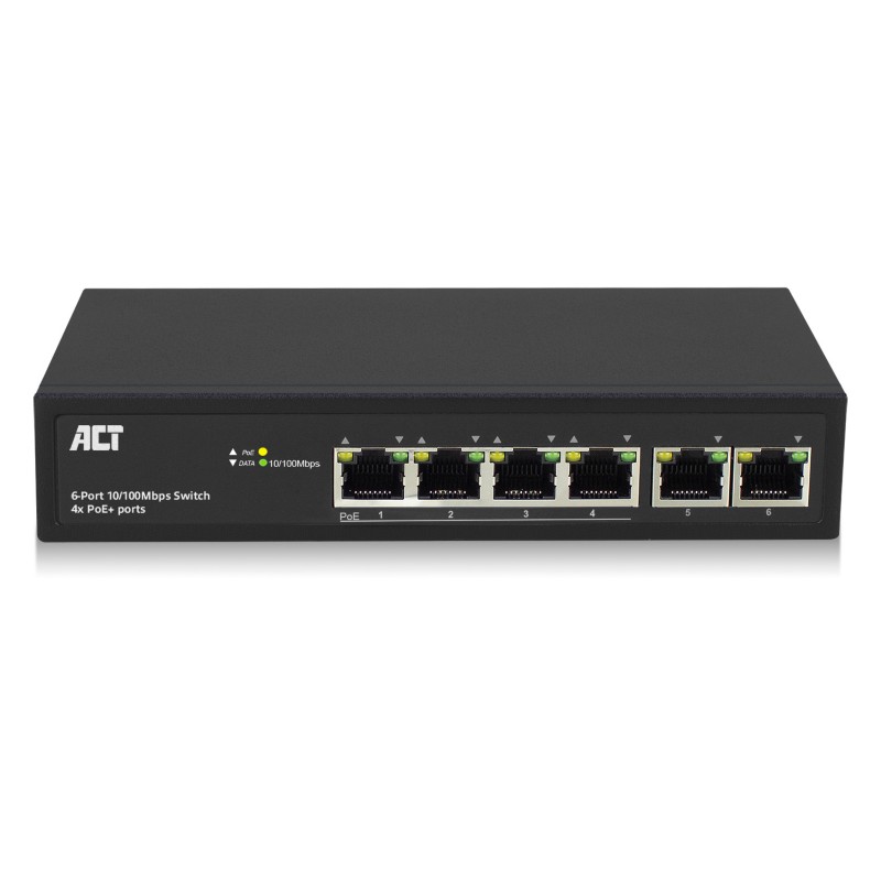 ACT 6 Port, Netzwerk-Switch, 10/100Mbps.4X Poe+ (30W) Port