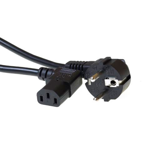 ACT Power Kabel Netzstecker CEE7/7 Stecker (gewinkelt) - C13 Schwarz 2 m AK5018