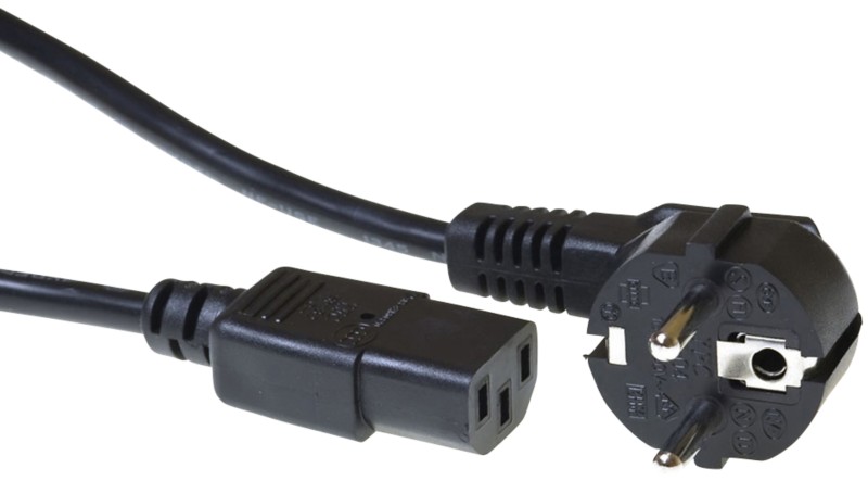 ACT Power Kabel Netzstecker CEE7/7 Stecker (gewinkelt) - C13 Schwarz 2 m AK5015