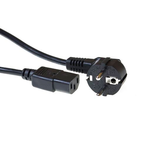 ACT Power Kabel Netzstecker CEE7/7 Stecker (gewinkelt) - C13 Schwarz 2,50 m