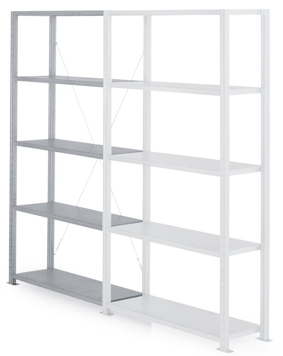 MANORGA Adaptiv Anbauregal 5 Fachböden 1.250 x 500 x 2.000 mm Grau