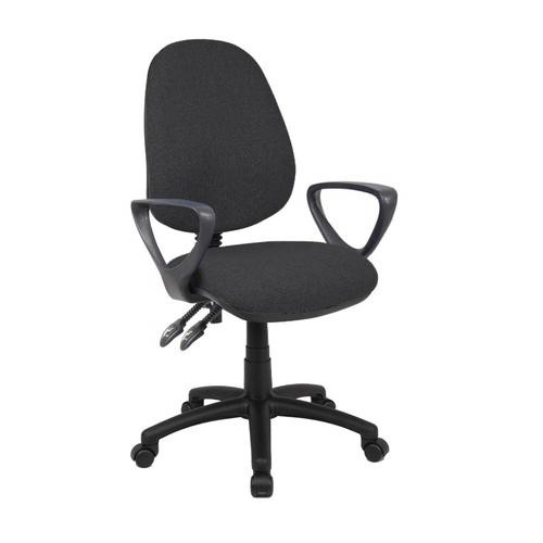 Unbranded Operator Chair Permanent Contact Fixed Armrest Charcoal 115 kg Vantage 100