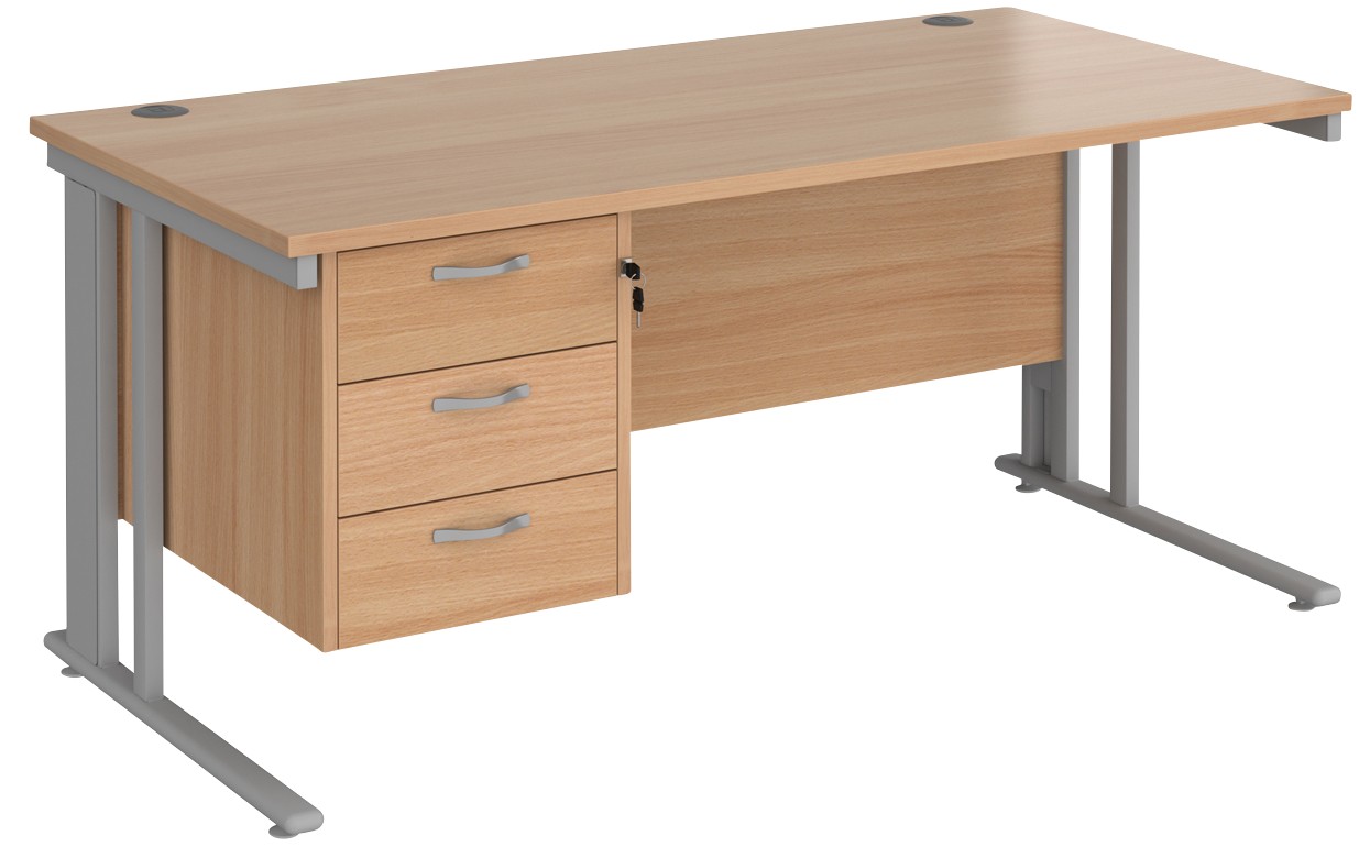 Dams International Maestro 25 Straight Desk Rectangular Beech Cantilever 3 Drawers 1,600 (W) X 800 (D) X 725 (H) Mm Wood