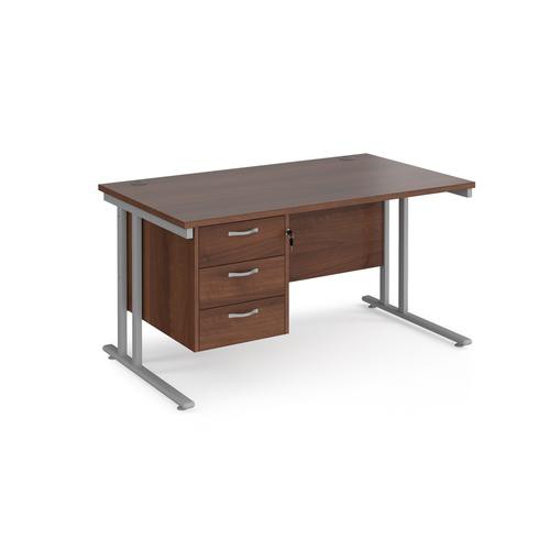 Dams International Maestro 25 Straight Desk Rectangular Walnut Cantilever 3 Drawers 1,400 (W) X 800 (D) X 725 (H) Mm Wood