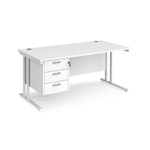Dams International Maestro 25 Straight Desk Rectangular White Cantilever 3 Drawers 1,600 (W) X 800 (D) X 725 (H) Mm Wood