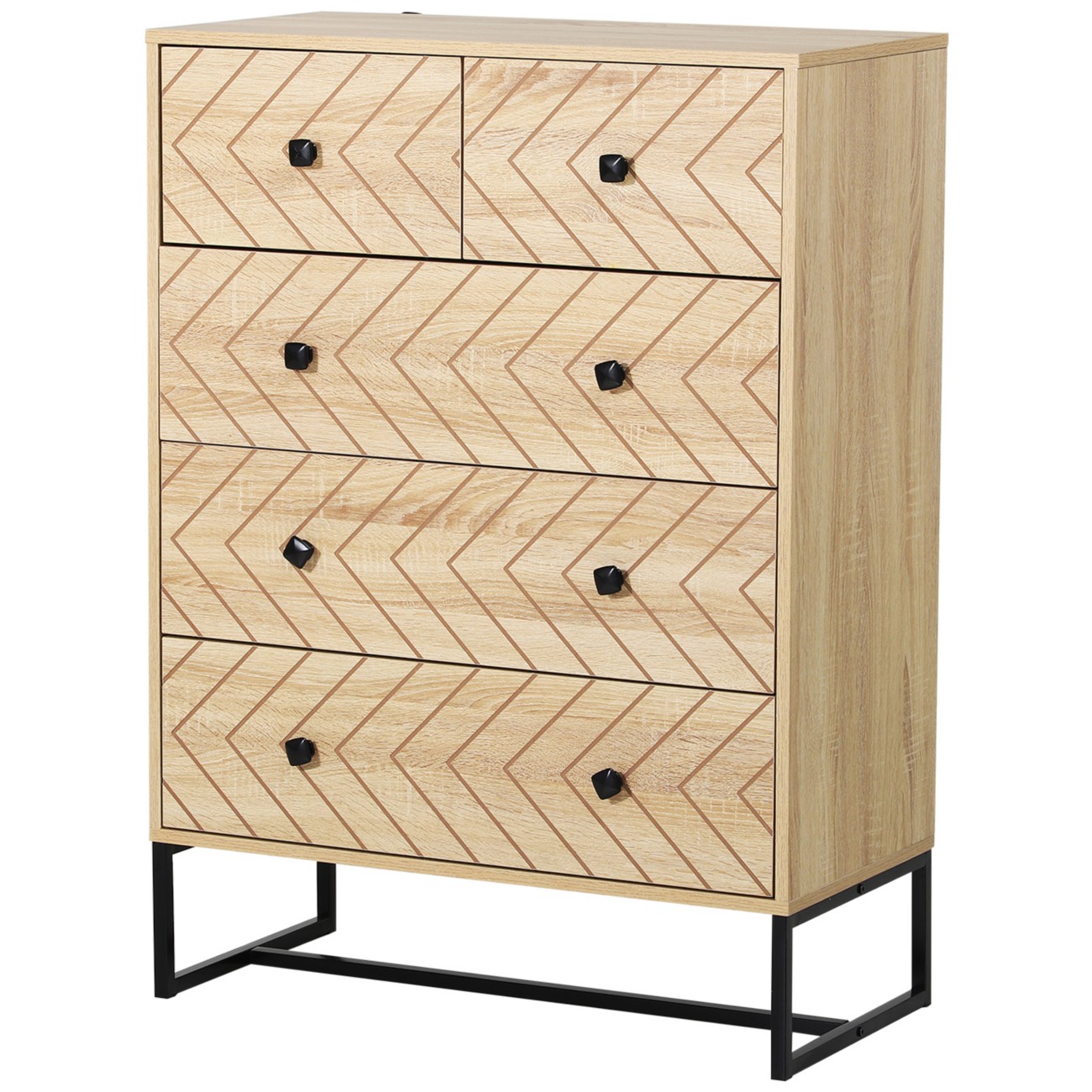 Homcom Drawer Unit 831-260 Mdf, Metal, Particle Board Wood 395 Mm X 800 Mm X 1100 Mm Size 5