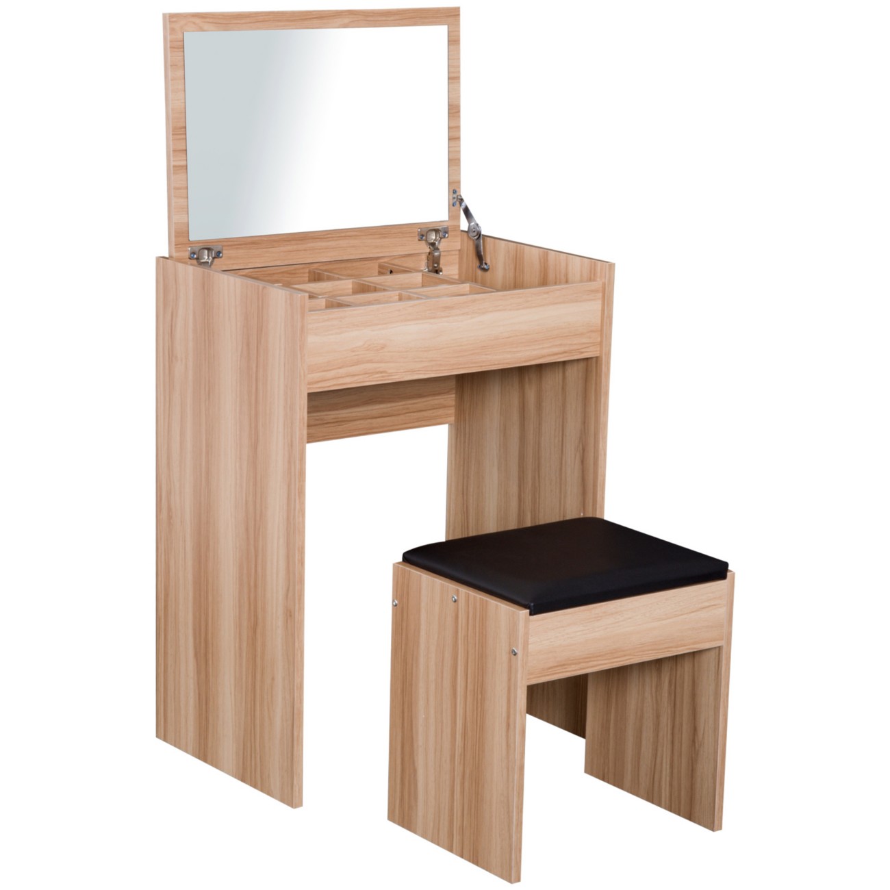 Homcom Dressing Table 831-191 Foam, Glass, Leather, Particle Board Wood 402 Mm X 602 Mm X 790 Mm