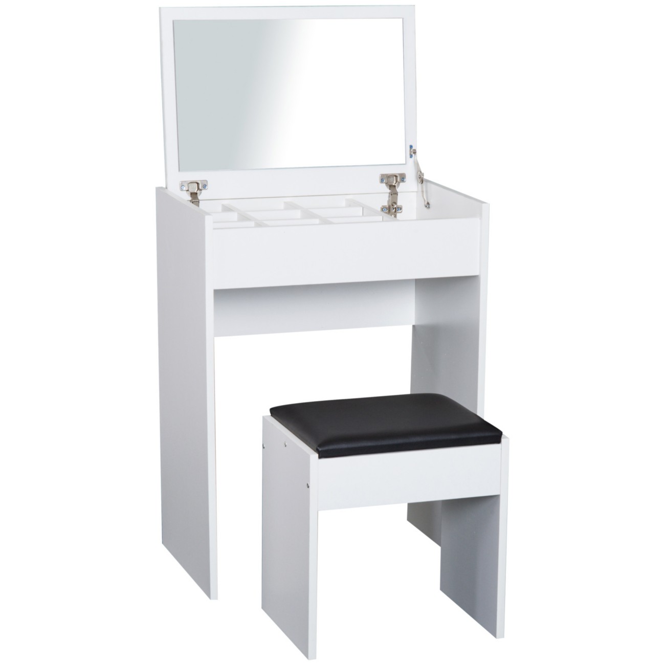 Homcom White Dressing Table 831-191Wt Foam, Glass, Leather, Particle Board 402 Mm X 602 Mm X 790 Mm