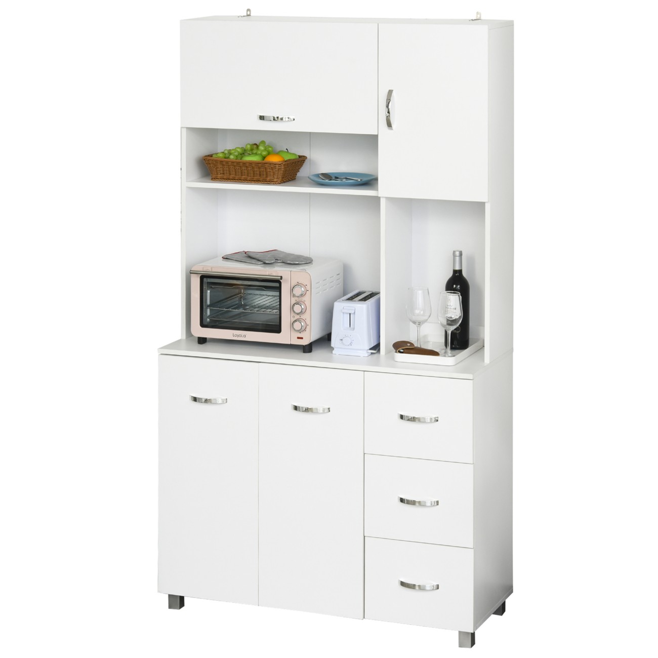 Homcom Kitchen Cabinet 835-242 E1 Particle Board, Metal White 1000 Mm X 395 Mm X 1835 Mm