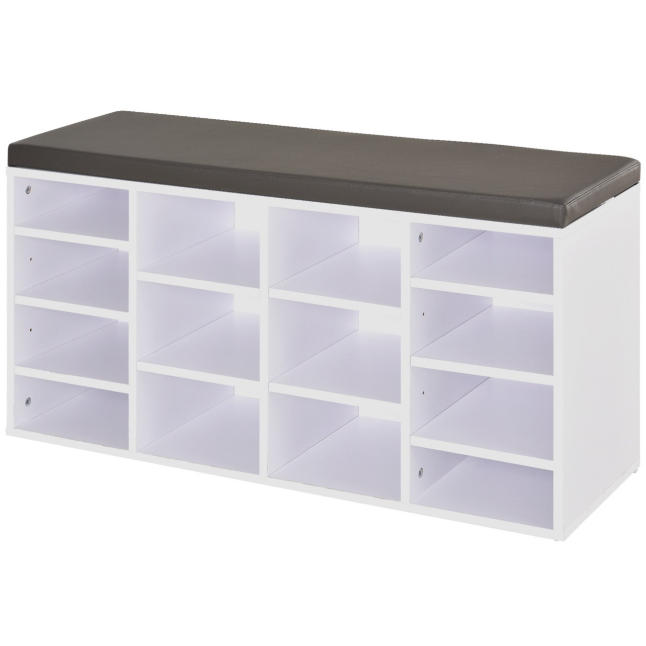 Homcom Shoe Rack 837-067V70wt Particle Board, Pu White 1035 Mm X 300 Mm X 480 Mm