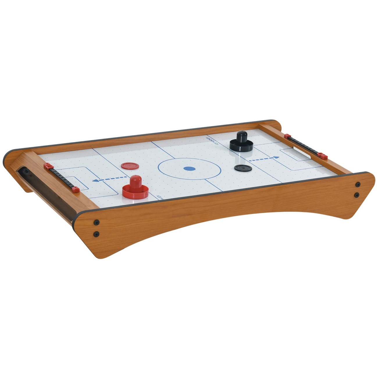 Homcom Natural Wood Mini Air Hockey Tabletop Game W/ 2 Pucks Pushers Fan Play Board Scoreboard Markings Portable Family Game Children Adults 8 Years+ - Image 3