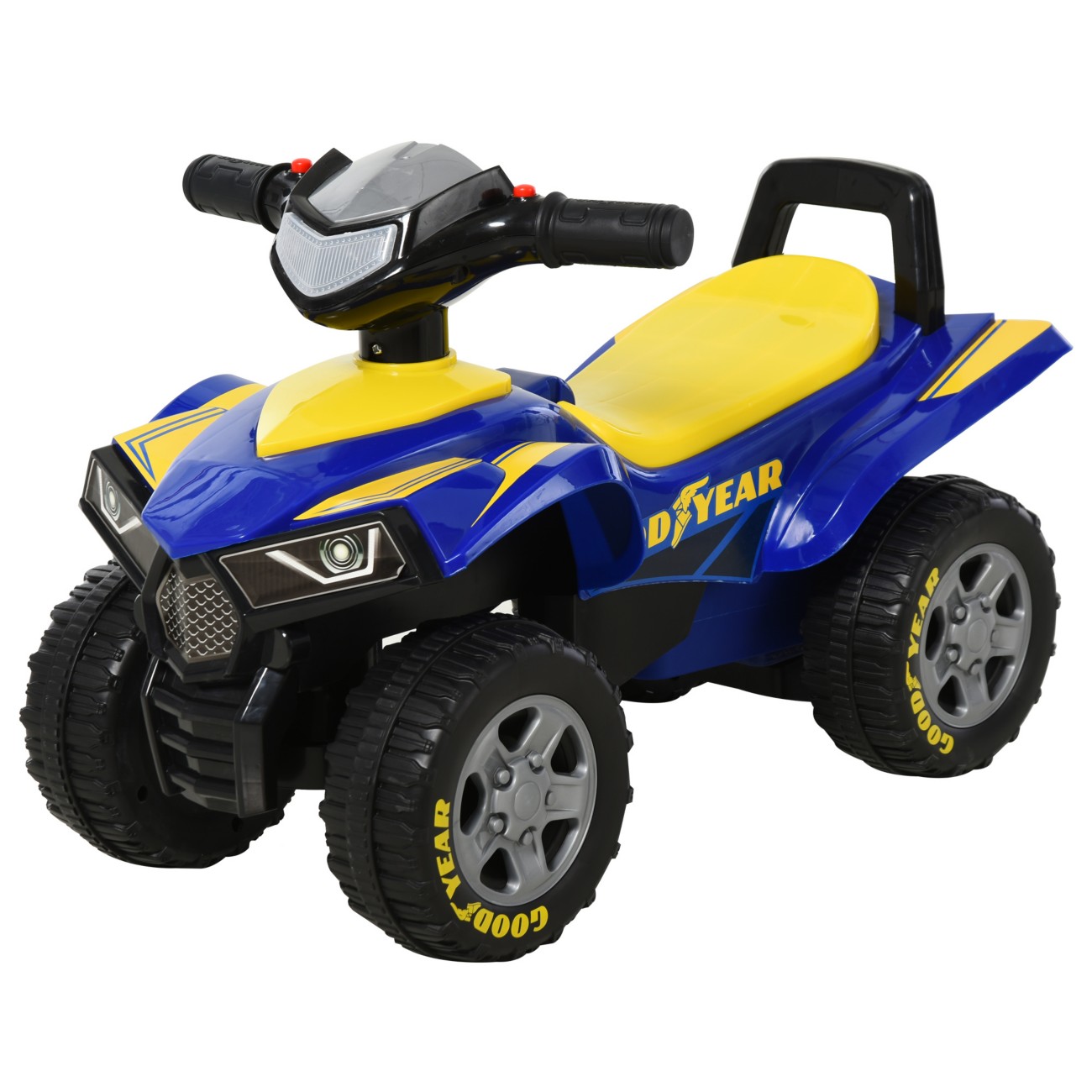 Homcom Blue Kids Quad Bike Walker With Engaging Sound Effects, Sturdy Pp Construction, Vibrant Yellow & | Aosom Uk - Image 3