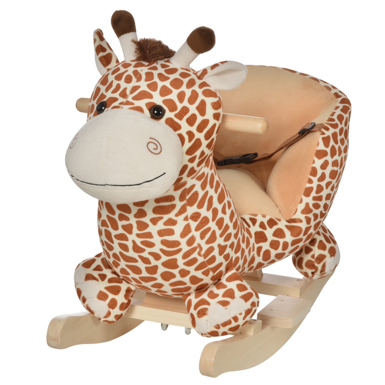 Homcom Baby Rocking Horse Kids Ride On Giraffe Plush Toy W/ 32 Song Seat Belt - Image 7