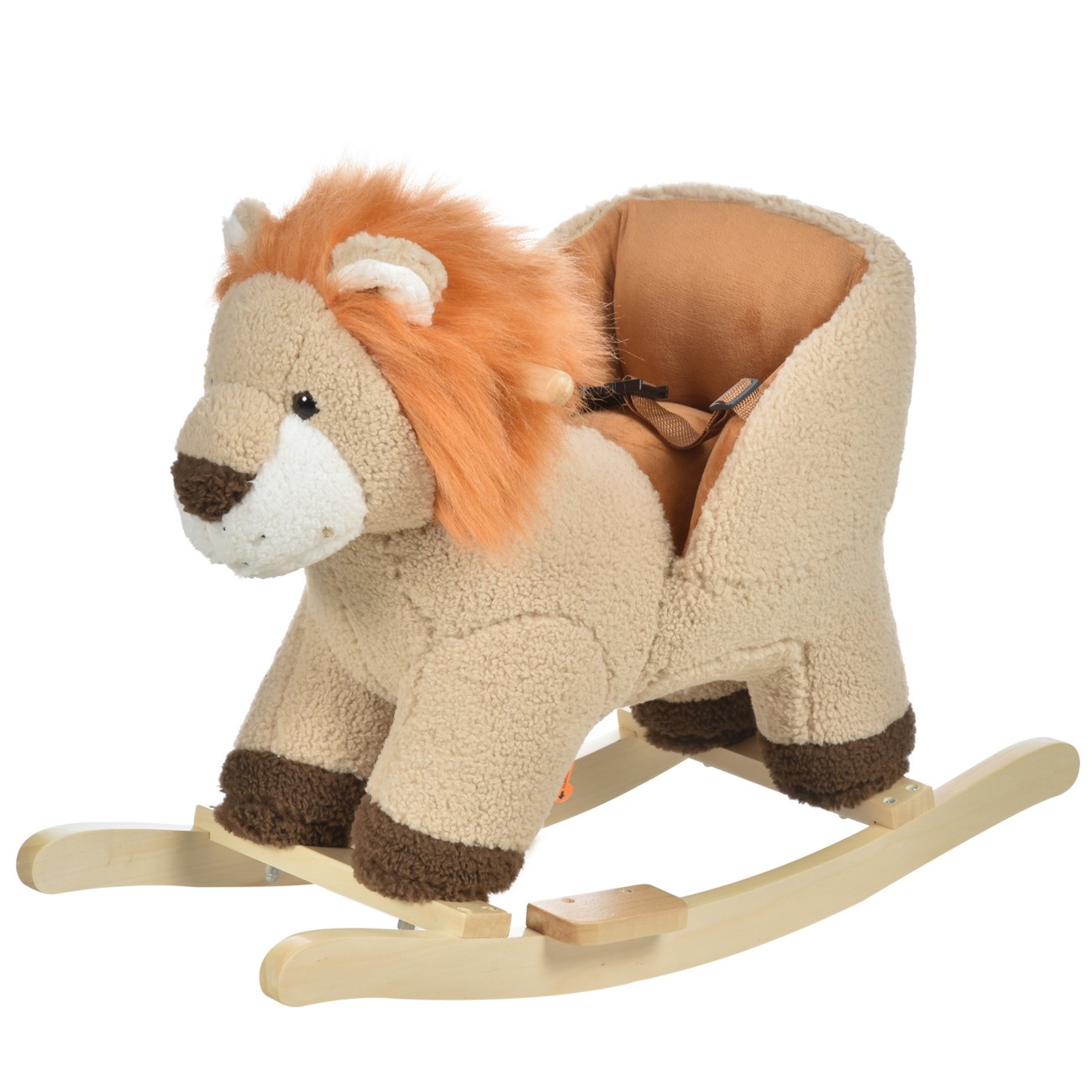 Homcom Brown Toddlers Plush Lion Rocking Horse | Aosom Uk - Image 2