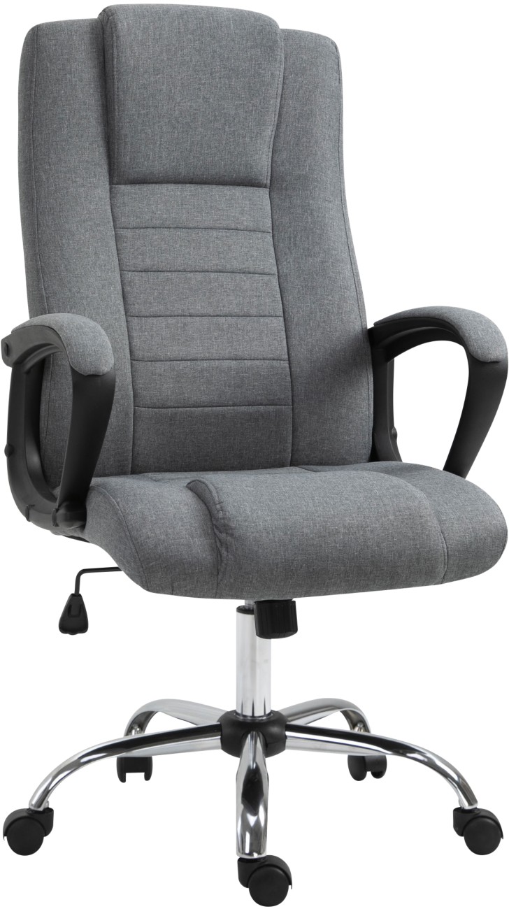 Vinsetto Dark Grey High Back Swivel Office Chair: Adjustable Height With Tilt Function, Linen Upholstery, Deep Grey | Aosom Uk - Image 2