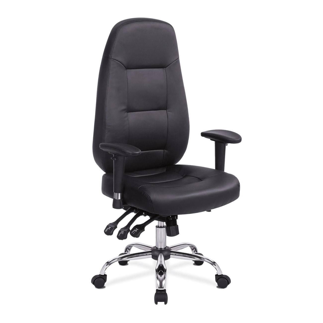 Nautilus Office Chair Bonded Leather Height-Adjustable Armrest Black 130 Kg