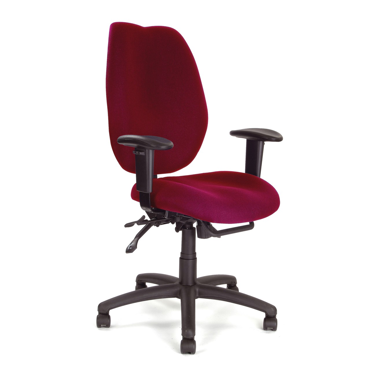 Nautilus Office Chair Fabric Height-Adjustable Armrest Wine Red 110 Kg
