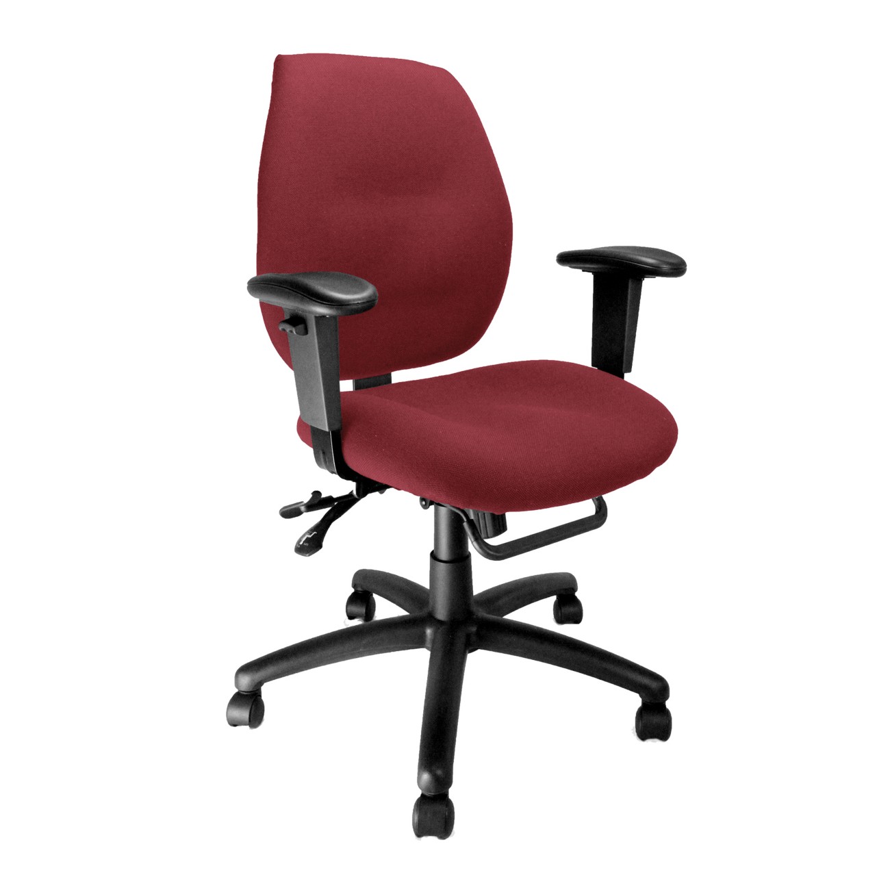 Nautilus Office Chair Fabric Height-Adjustable Armrest Wine Red 110 Kg