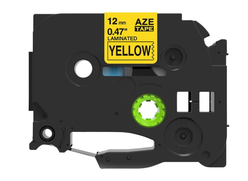 Rillstab Kompatibel Brother TZe-631 Schriftband Selbstklebend Schwarzer Druck auf Gelb 12 mm x 8m