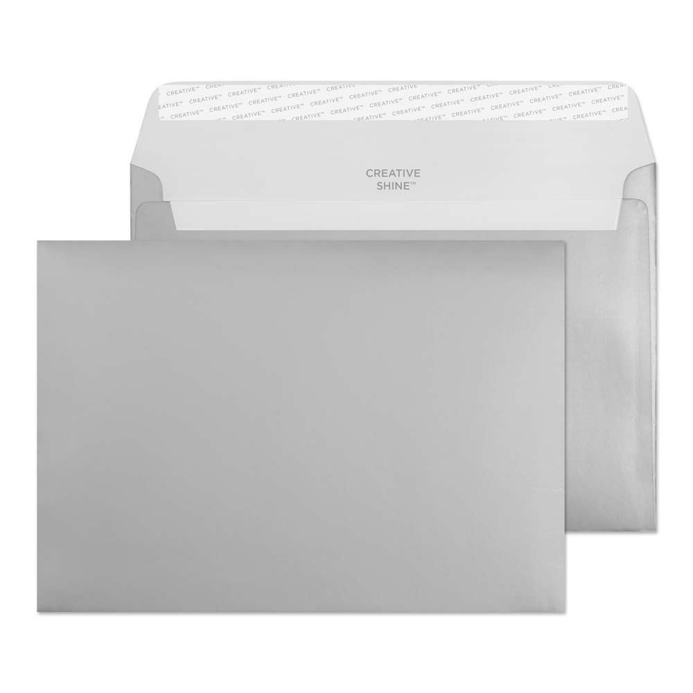 Creative Shine Coloured Envelopes C5 229 (W) X 162 (H) Mm Adhesive Strip Silver 130 Gsm Pack Of 500