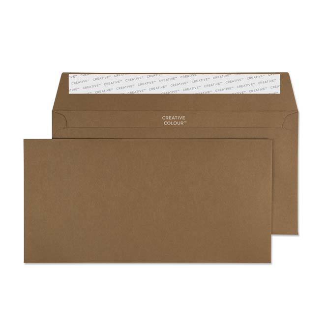 Creative Peel & Seal Dl+ Coloured Envelopes Brown 229 (W) X 114 (H) Mm Plain 120 Gsm Pack Of 500