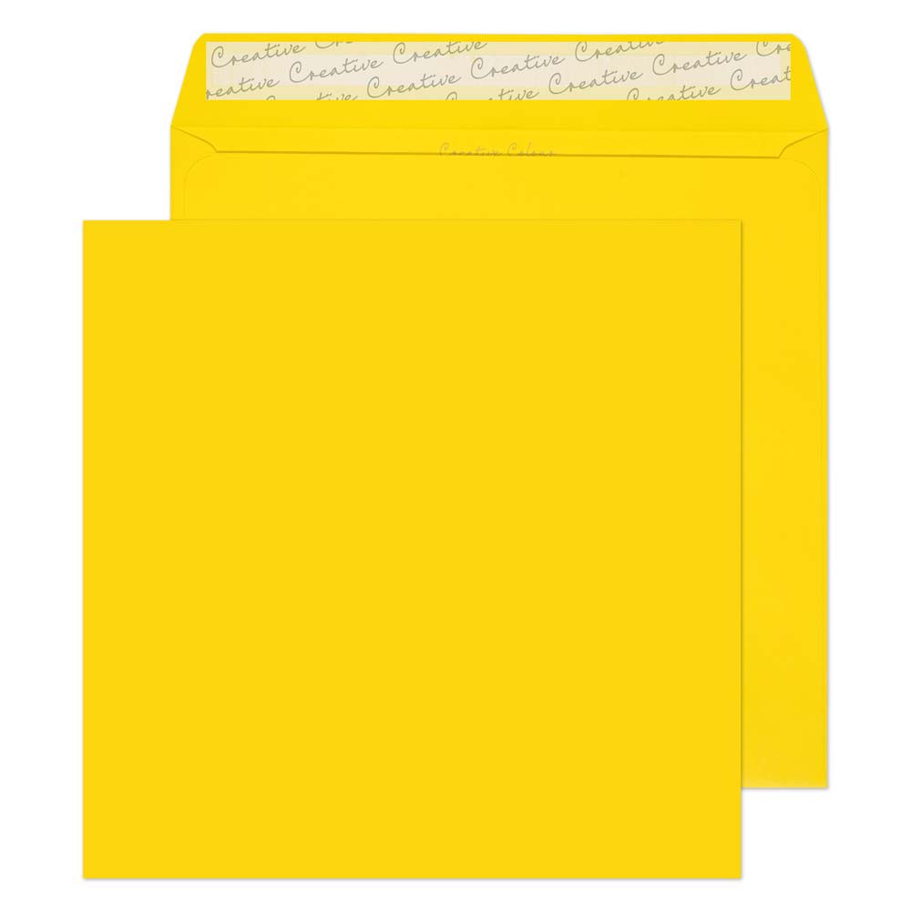 Creative Coloured Envelopes Non Standard 220 (W) X 220 (H) Mm Adhesive Strip Yellow 120 Gsm Pack Of 250