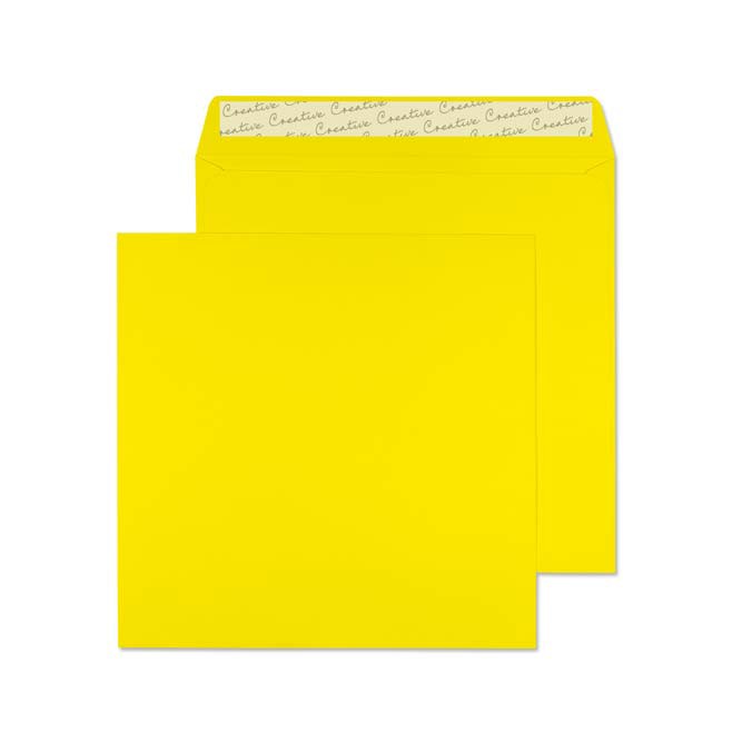 Creative Coloured Envelopes Non Standard 160 (W) X 160 (H) Mm Adhesive Strip Yellow 120 Gsm Pack Of 500