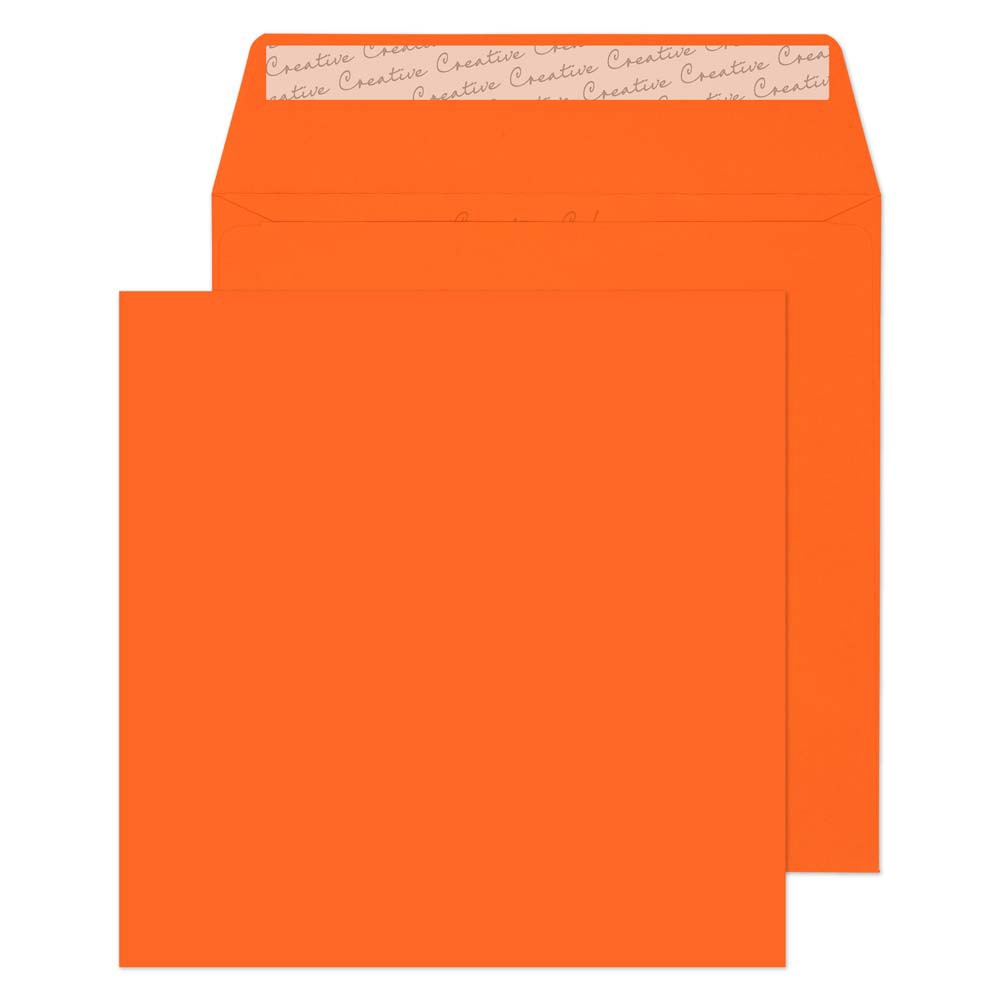 Creative Coloured Envelopes Non Standard 160 (W) X 160 (H) Mm Adhesive Strip Orange 120 Gsm Pack Of 500