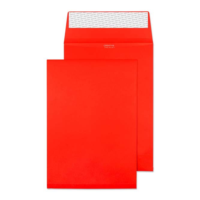 Creative Bright Coloured Gusset Envelopes C5 Peel & Seal 229 X 162 X 25 Mm Plain 140 Gsm Pillar Box Red Pack Of 125