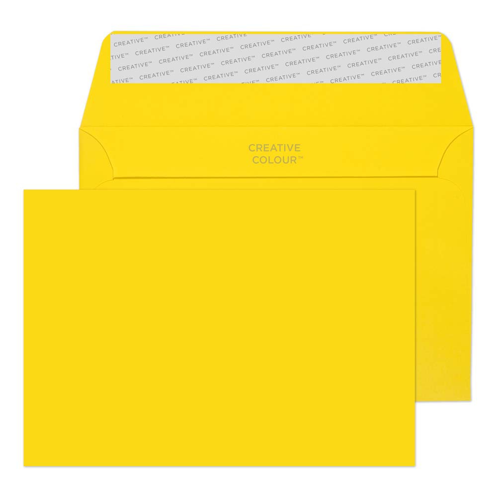 Creative Coloured Envelope C6 162 (W) X 114 (H) Mm Adhesive Strip Yellow 120 Gsm Pack Of 500