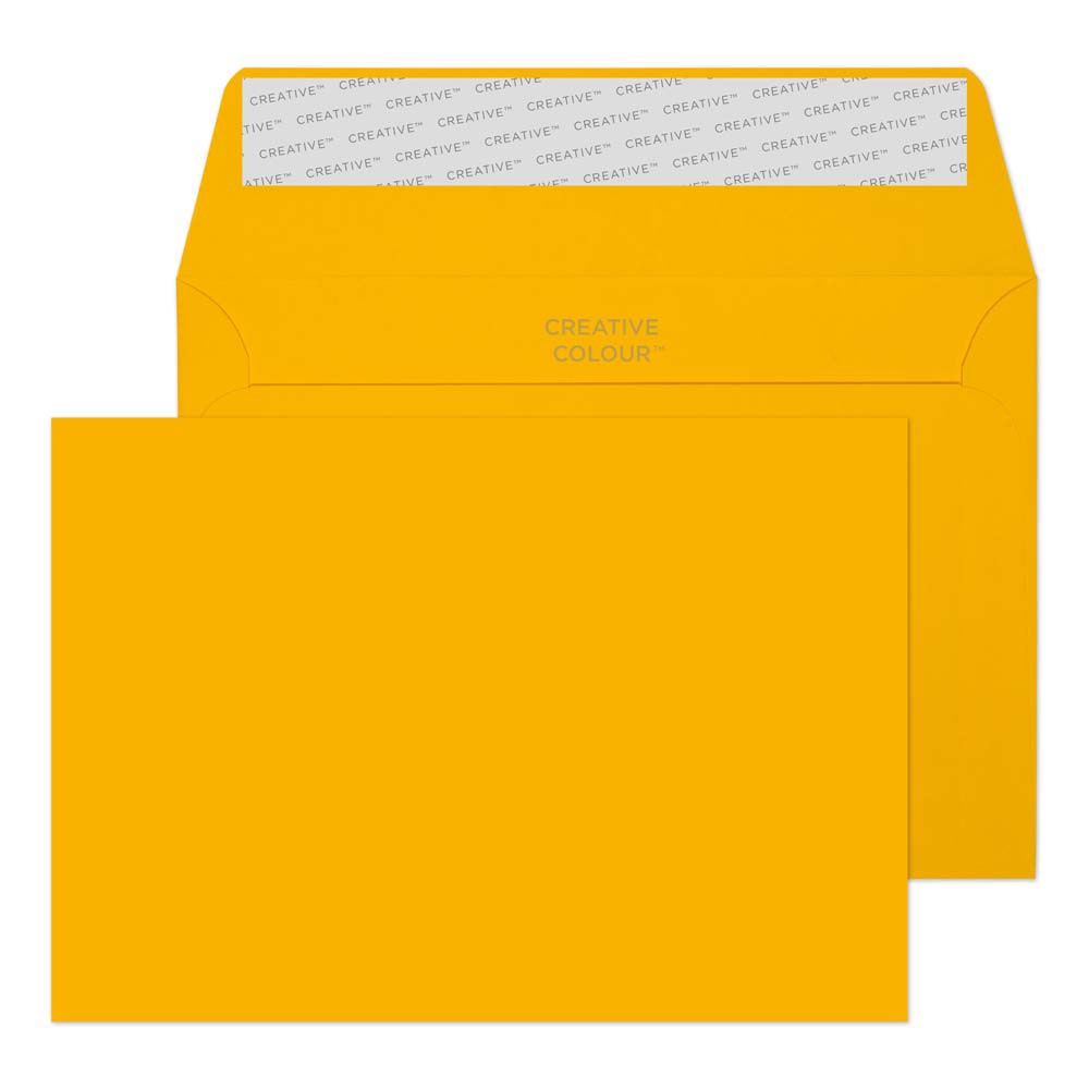 Creative Coloured Envelope C6 162 (W) X 114 (H) Mm Adhesive Strip Yellow 120 Gsm Pack Of 500