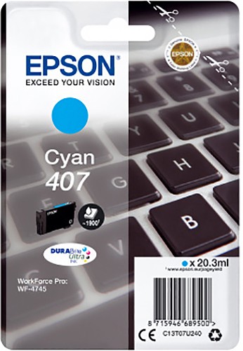 Thumbnail - Epson 407 Original Tintenpatrone C13T07U240 Cyan
