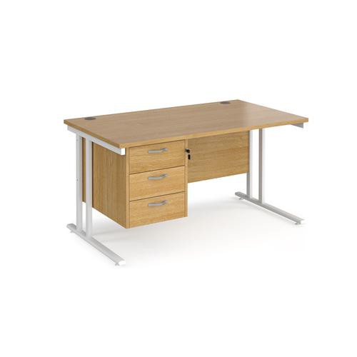 Dams International Maestro 25 Straight Desk Rectangular Oak Cantilever 3 Drawers 1,400 (W) X 800 (D) X 725 (H) Mm Wood