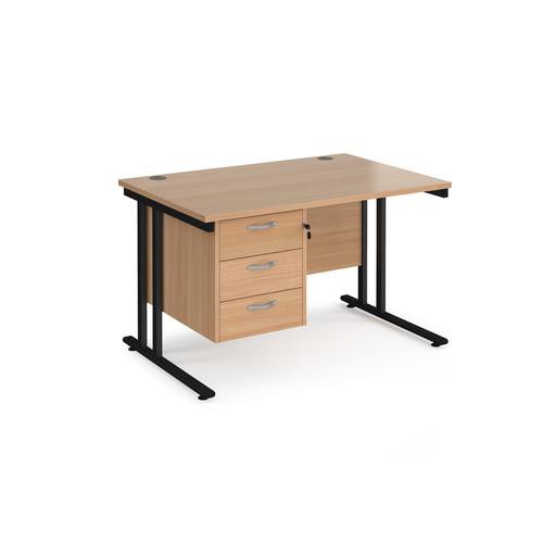 Dams International Maestro 25 Straight Desk Rectangular Beech Cantilever 3 Drawers 1,200 (W) X 800 (D) X 725 (H) Mm Wood