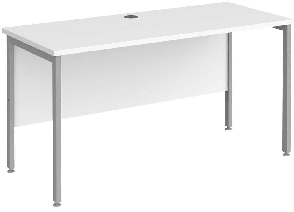Dams International Maestro 25 Straight Desk Rectangular White H-Frame 1,400 (W) X 600 (D) X 725 (H) Mm Wood
