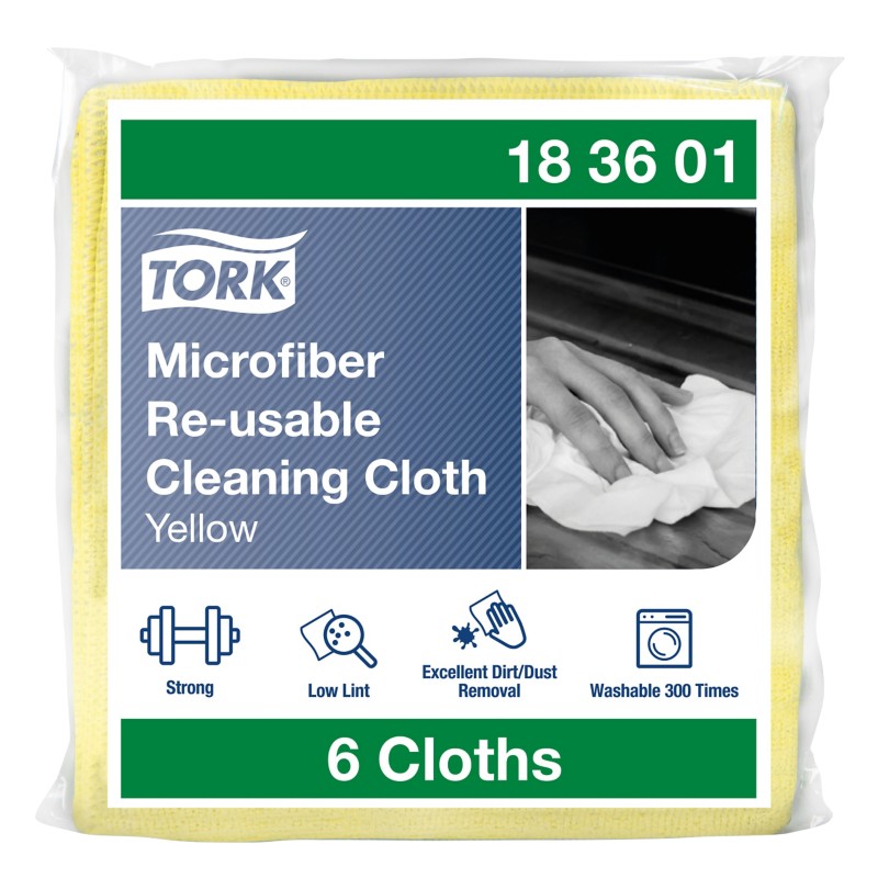 Tork Premium Mikrofaser-Mehrweg-Reinigungstuch 183601 Gelb Trocken- und Nassnanwendung 6 Stück