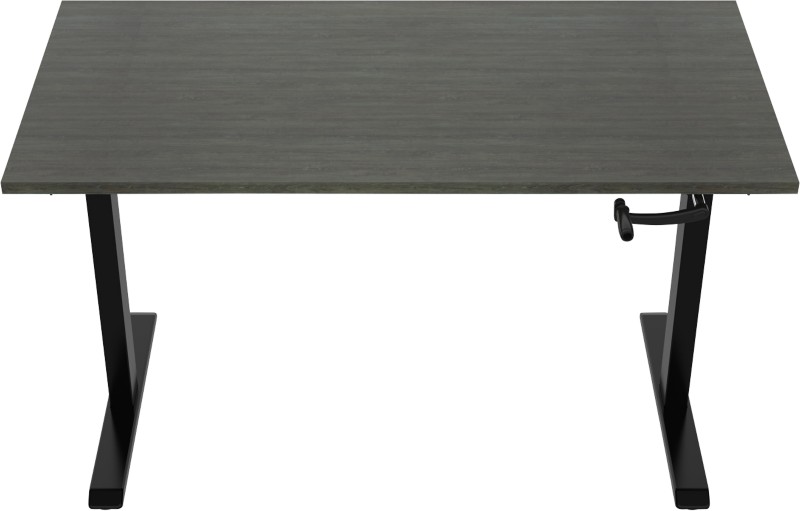 euroseats Crank Sitz-Stehschreibtisch Rechteckig Eiche T-Fuß 1.200 (B) x 800 (T) x 1.190 (H) mm Metall