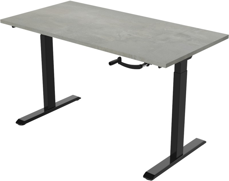 euroseats Crank Sitz-Stehschreibtisch Rechteckig Beton T-Fuß 1.200 (B) x 800 (T) x 1.190 (H) mm Metall