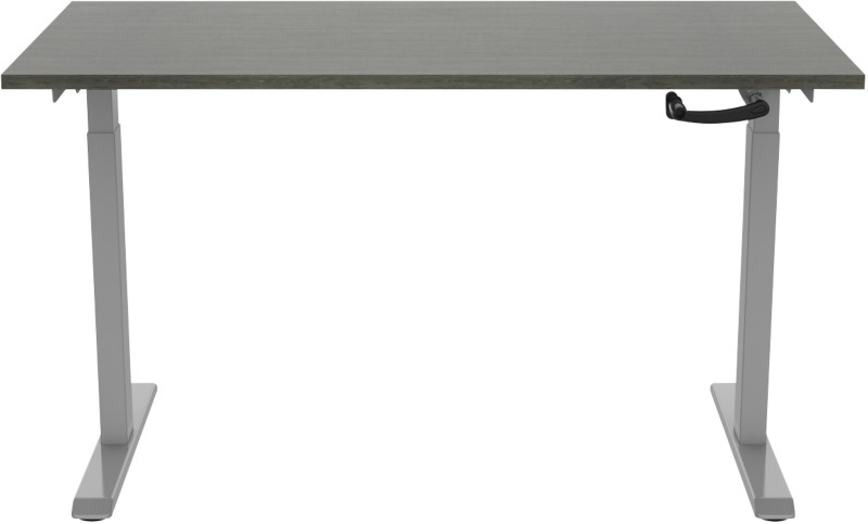 euroseats Crank Sitz-Stehschreibtisch Rechteckig Eiche T-Fuß 1.400 (B) x 800 (T) x 1.190 (H) mm Metall