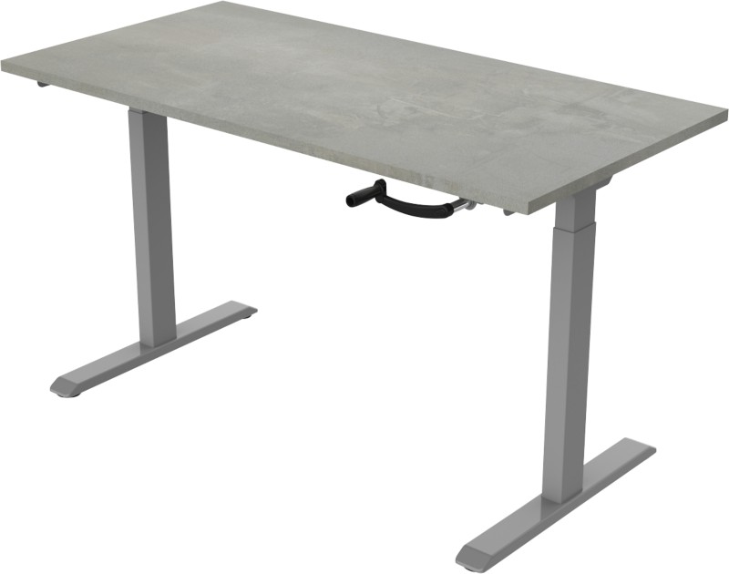 euroseats Crank Sitz-Stehschreibtisch Rechteckig Beton T-Fuß 1.600 (B) x 800 (T) x 1.190 (H) mm Metall