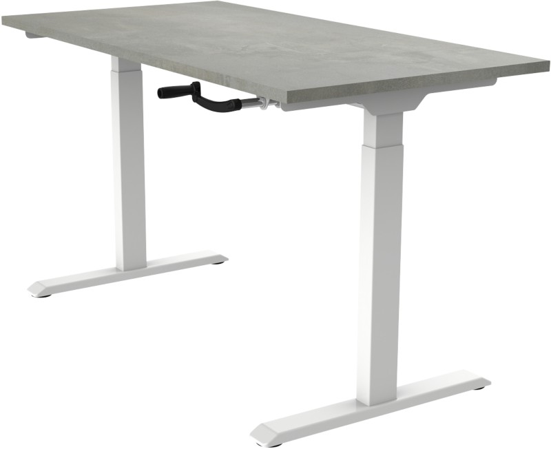 euroseats Crank Sitz-Stehschreibtisch Rechteckig Beton T-Fuß 1.400 (B) x 800 (T) x 1.190 (H) mm Metall