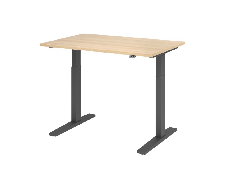 Thumbnail - Hammerbacher VXMKA Elektrisch Höhenverstellbar Sitz-Stehschreibtisch Eiche C-Fuß 1.200 (B) x 800 (T) x 1.200 (H) mm Span...