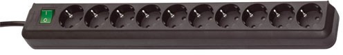 Image of brennenstuhl 1159300010 Eco-Line Steckdosenleiste 10-fach F-Buchsen 3 m Mit Schalter Schwarz