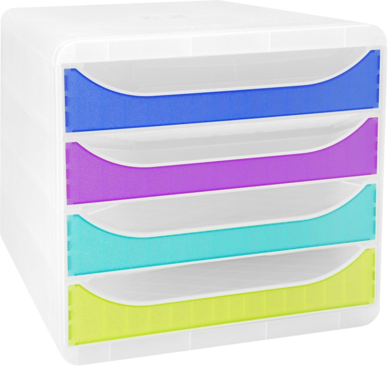 Exacompta Chromaline Schubladenbox Kunststoff Farbig sortiert 4 Schübe 27,8 x 34,7 x 26,7 cm DIN A4+